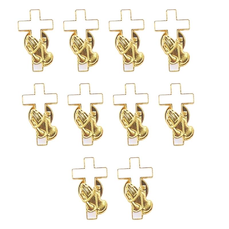 

10Pcs Religious Crossed Brooch Pin With Fastener Clasp for Collectors Decorative Lapel Pin for Clothing Jackets Coat Bag 1