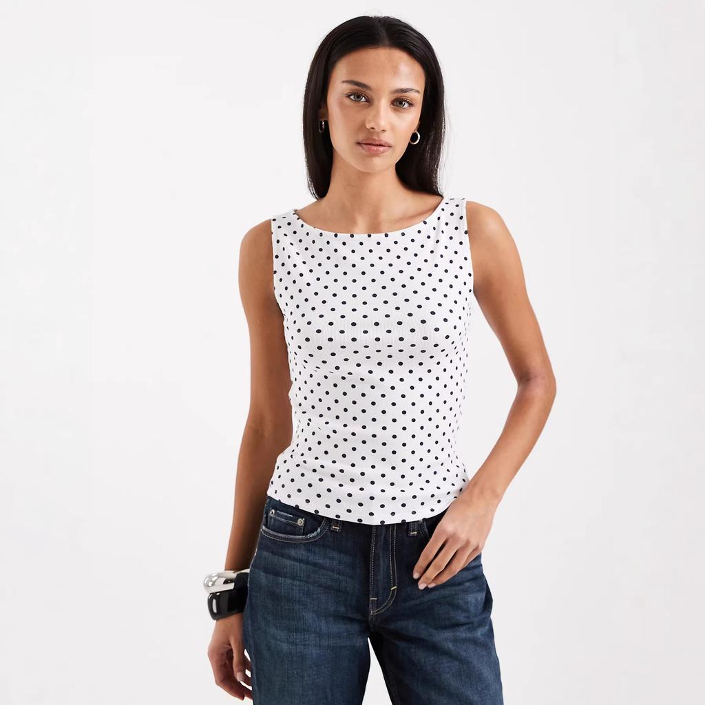 American ins polka dot printed pit strip top women's summer spice girl style T-shirt fashion temperament neck vest bottoming shirt