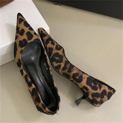 Chaussures à Talons Hauts pour Femmes Tempérament Talons Hauts Pointus Chaussures Simples Sexy Imprimé Léopard Designer Escarpins pour Femmes Élégantes Chaussures de Soirée Banquet