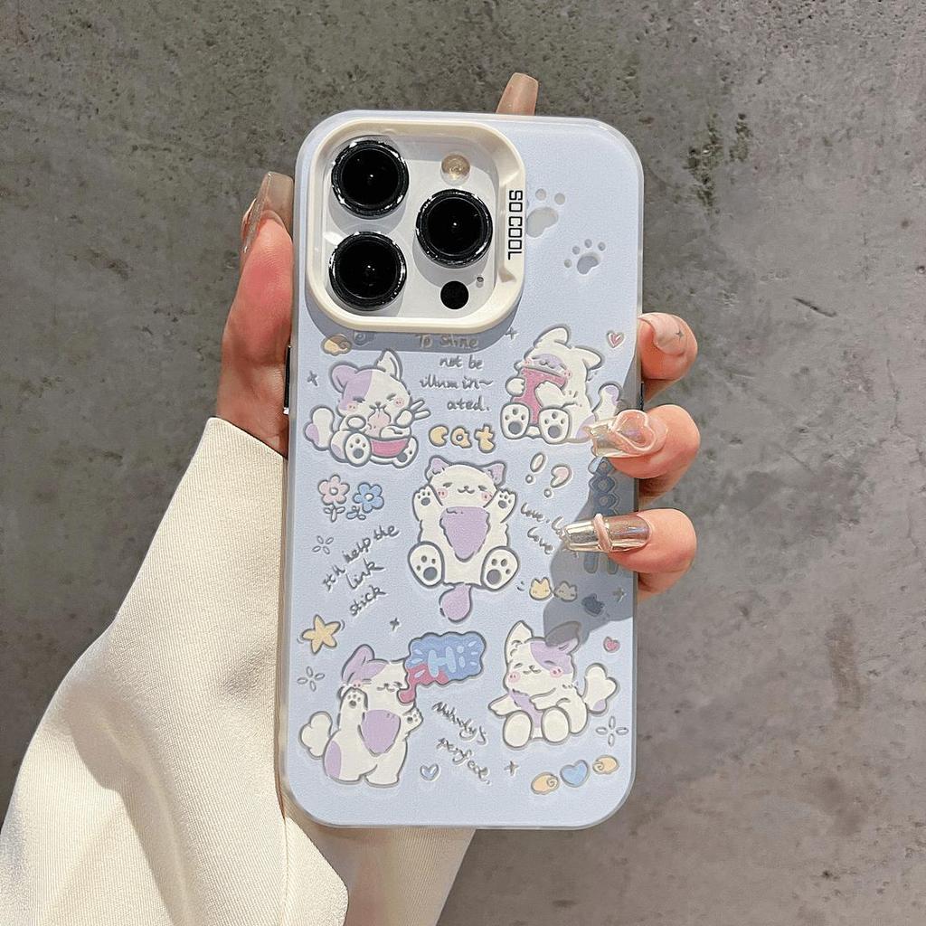 Creative cat colored silver shell is suitable for Xiaomi Mi 15pro mobile phone hard case 14 anti-drop note14 simple 12x11.