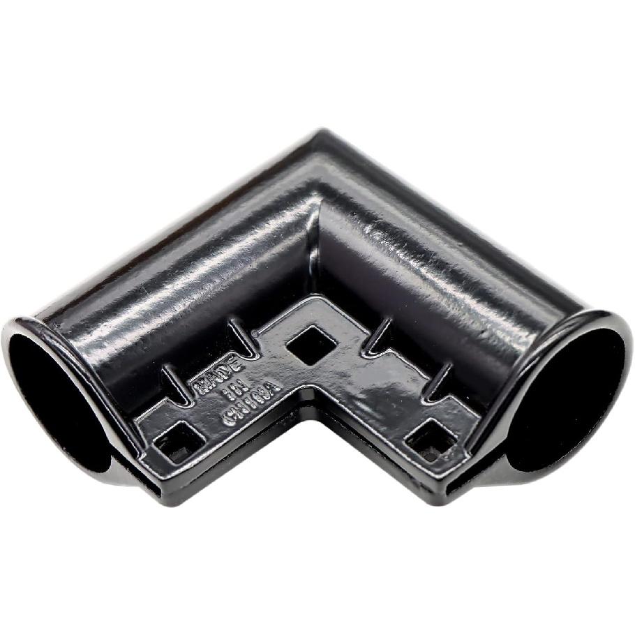 Black 4 Packs Aluminum Chain Link Fence Gate Corners, Gate Elbow with 90 Degree Angle Design for 1-3/8" x 1-3/8" Outdoor Diameter Pipe, Pressed Gate