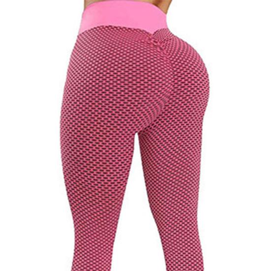 Stilvolle Damenhose mit Wabenmuster, Hüftlift, hohe Taille, dehnbare Skinny-Leggings, Hose für Yoga