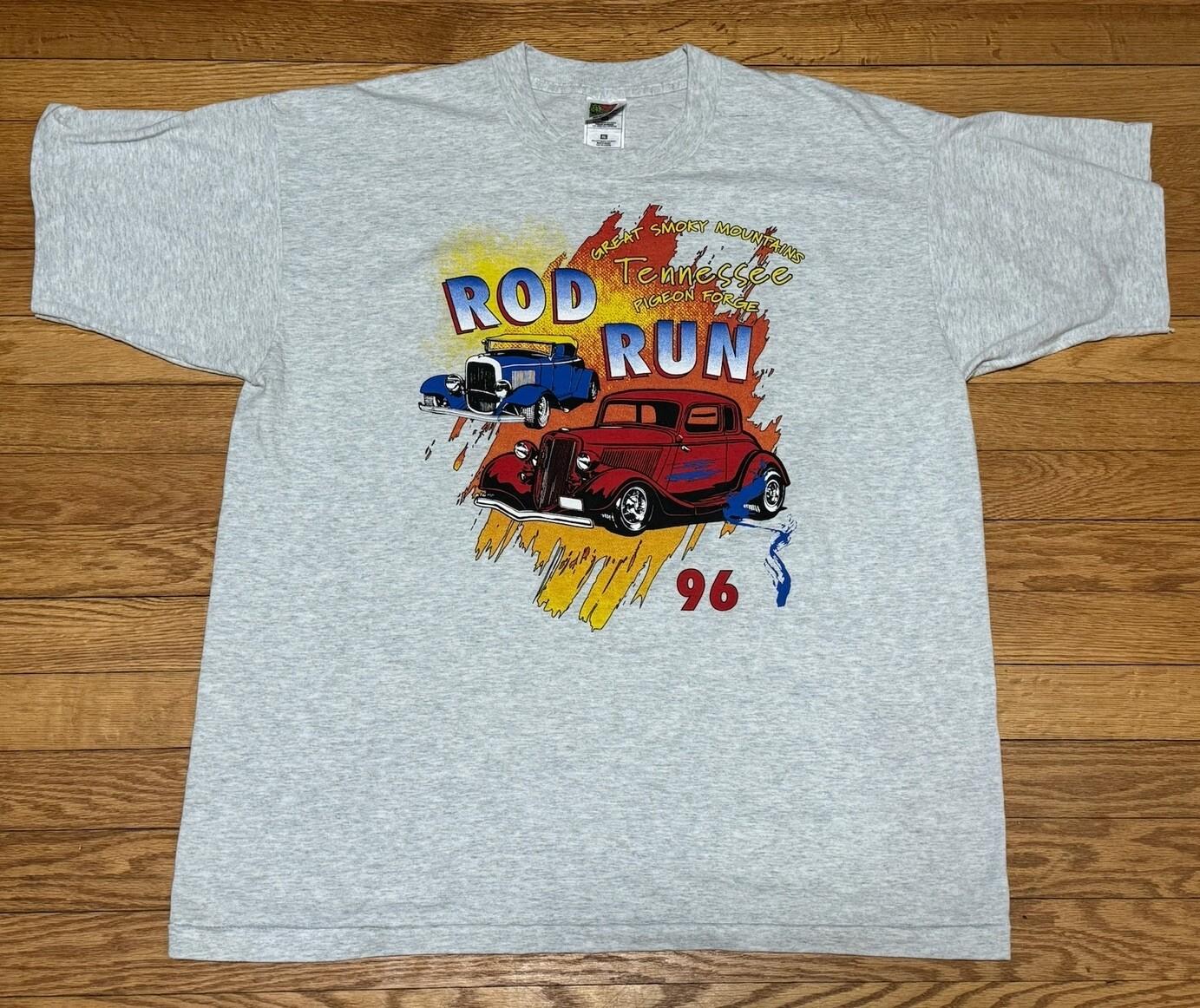 Vtg 90s 1996 Rod Run Pigeon Forge Tennessee Single Stitch T-Shirt Size XL S