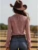 Rosa Leopardendruck Chiffon V-Ausschnitt Rüschen Langarmshirt