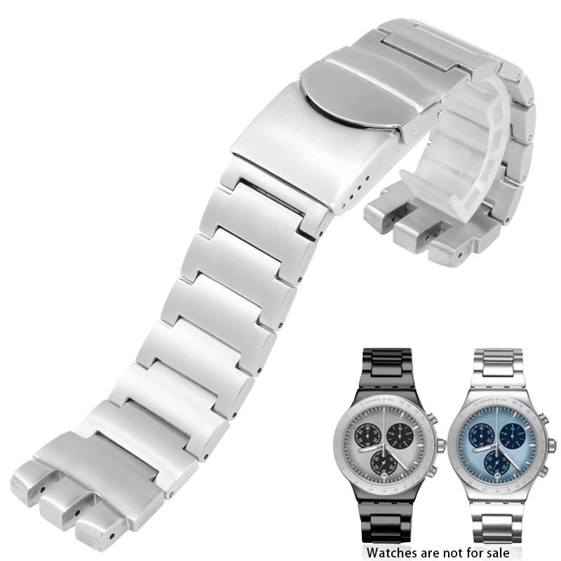 

23mm316 Solid Stainless Steel Watchband For Swatch YCS YAS YGS IRONY Watch Band Strap Metal Watch Wrist Silver Black Bracelets 23mm срібний