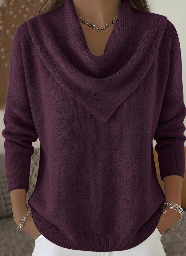 Pull Haut Manches Longues Couleur Unie Automne/Hiver 2025 pour Femme
