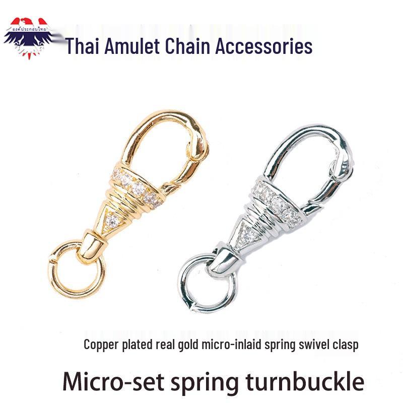 

Thailand Amulet Chain with Zircon-Embedded Rotating Quick Release Lobster Clasp