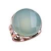 Natural Aqua Chalcedony Gemstone Two Tone 925 Sterling Silver Ring Size 6.5 E2e79