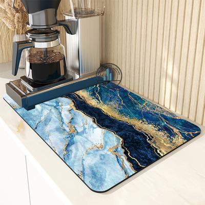 1 pièces tapis de séchage en caoutchouc de marbre avec vaisselle à café rétro pour café cuisine tapis vaisselle Durable diatomée boue tapis de Table tapis pour animaux de compagnie café