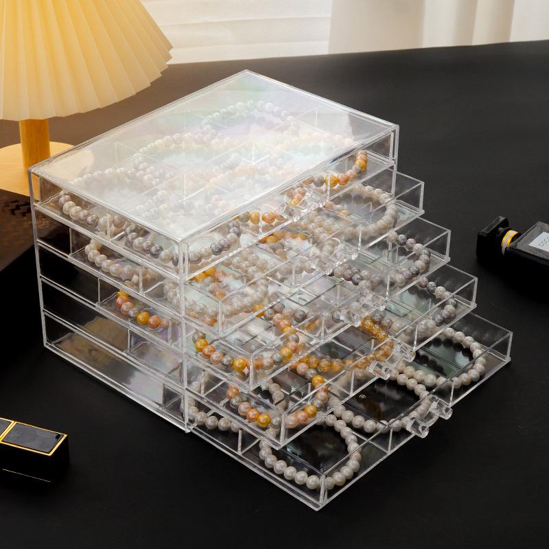 Transparent Grid Jewelry Storage Box: Dustproof Organizer for Bracelets, Necklaces, Earrings, and Ornaments
