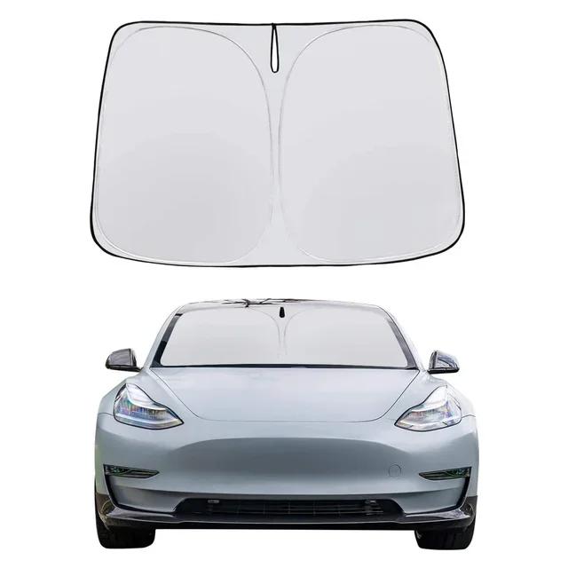 Car Front Window Windshield Sun Shade Covers Visors  Sunscreen Protector Parasol Coche For Tesla Model 3 Y Sunshade Accessories