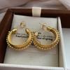 Simple C-shaped Earrings, Earrings, European and American Retro Metal Woven Texture Earrings, Unique Design Earrings