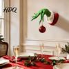 Funny Christmas Door Sign Elf Hand Tree Decorations with Red Hanging Balls Green Wall Festive Atmosphere Decor Decor Mount for Xmas Home Indoor New
