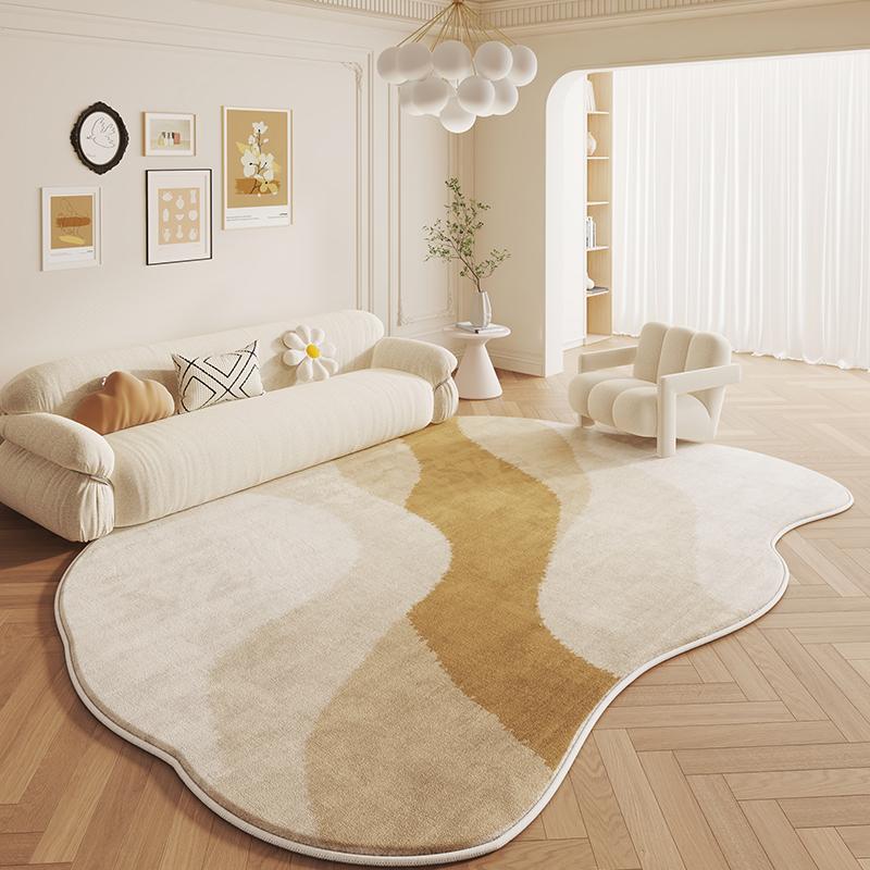 French Cream Style Shaped Carpet Living Room New High-grade Faux Cashmere Irregular Bedside Rugs Bedroom Floor Mats