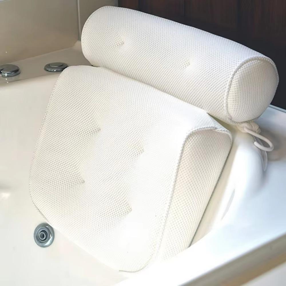Washable 3D Mesh Tub Pillow Pressure-Resistant Bath Pillow Portable Bathtub Pillow Travel