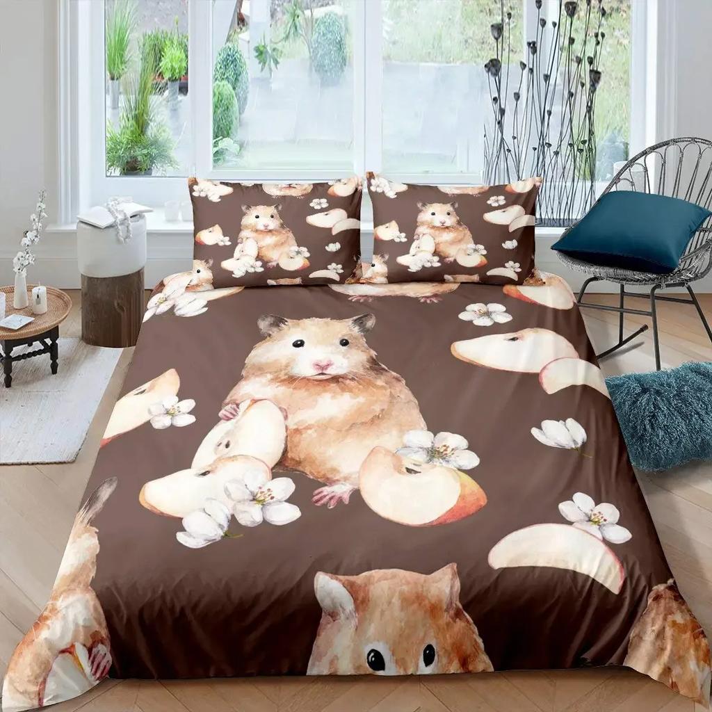 Copripiumino porcellino d'India king/queen size per bambini adolescenti ragazzi ragazze, simpatico cartone animato criceto roditore set biancheria da letto per camera da letto dormitorio