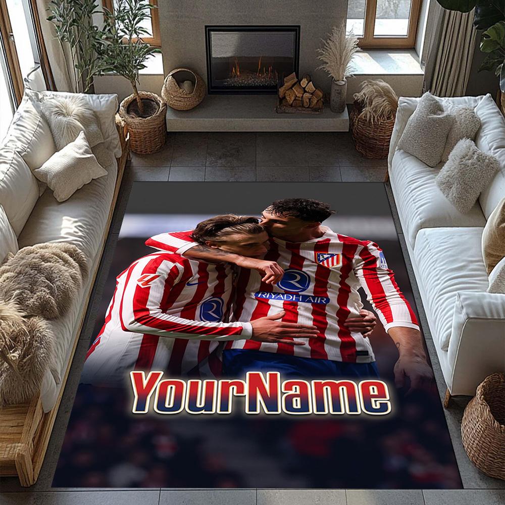 Atletico Madrid Customizable Name Floor Rug Office Rug Design for Bedrooms Outdoor Dormitory Decorate room Anti-slip Rug Decorate Offices