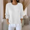 Women's Fashionable Casual Knitted Top Loose-Fit Solid-Colour Long-Sleeved Jumper