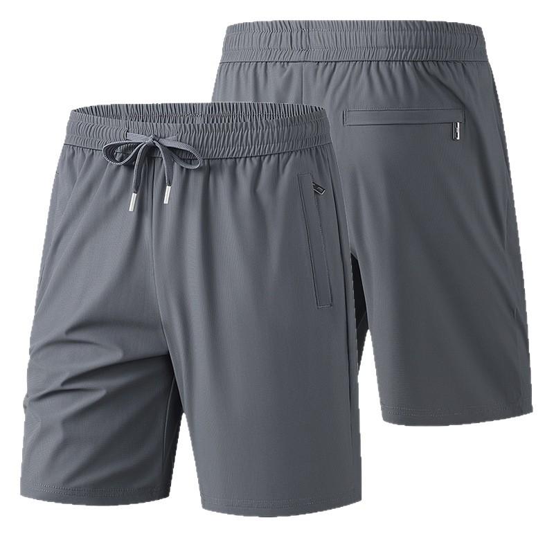 Sports Ice Silk Fitness Zipper Quick Drying Stretch Shorts For Men