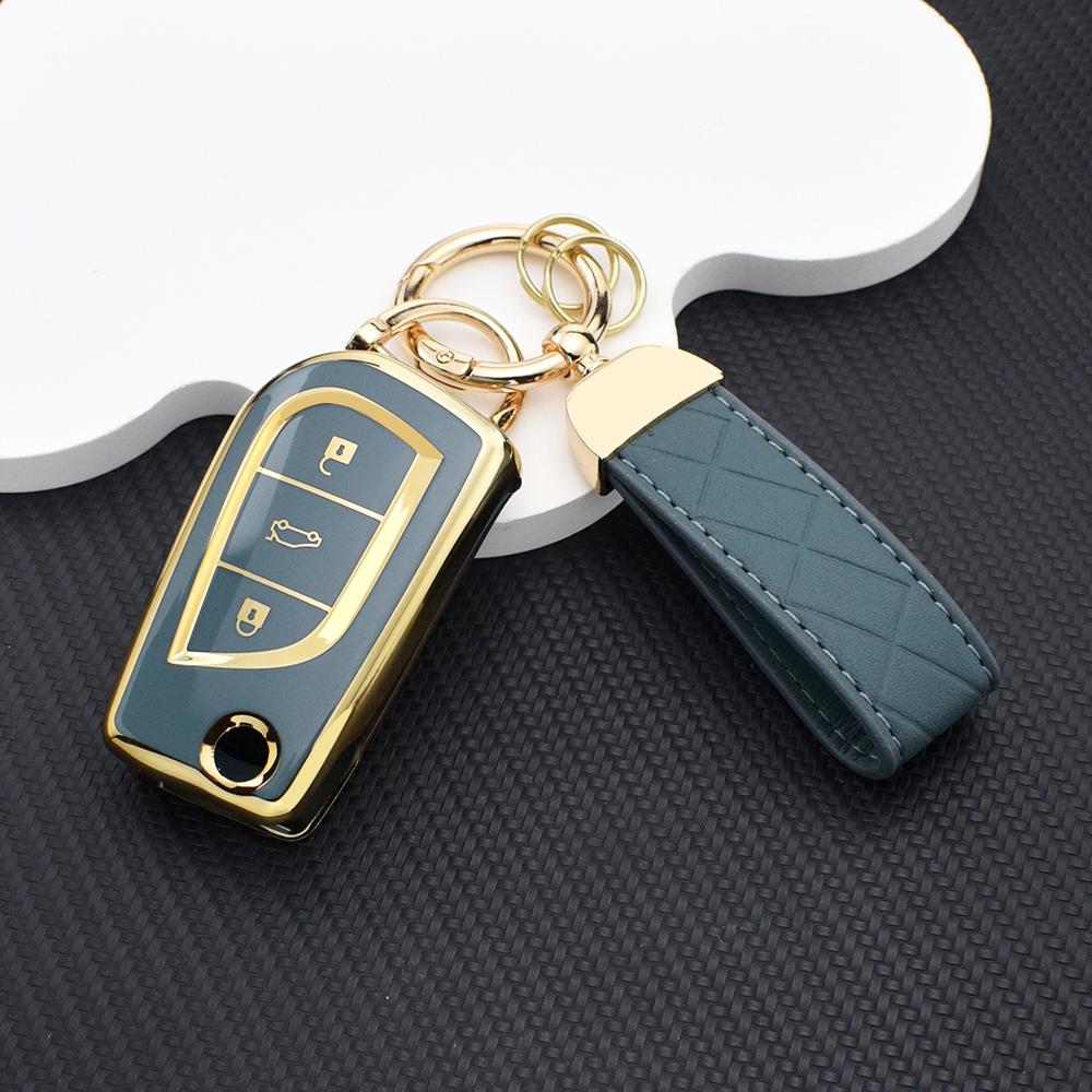 Shockproof Soft Tpu Flip Key Case Shell Fob For Toyota Camry Rav4 Corolla C-Hr Auris Yaris Aygo Avensis Verso Scion Im Key Bag