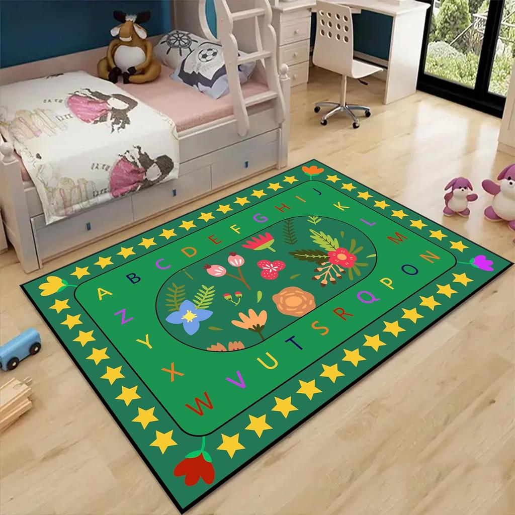 Kids Area Rug ABC Learning Rug Crawling Mat Non Slip Children's Room Carpet for Classrooms School Nursery Children's BedrooM