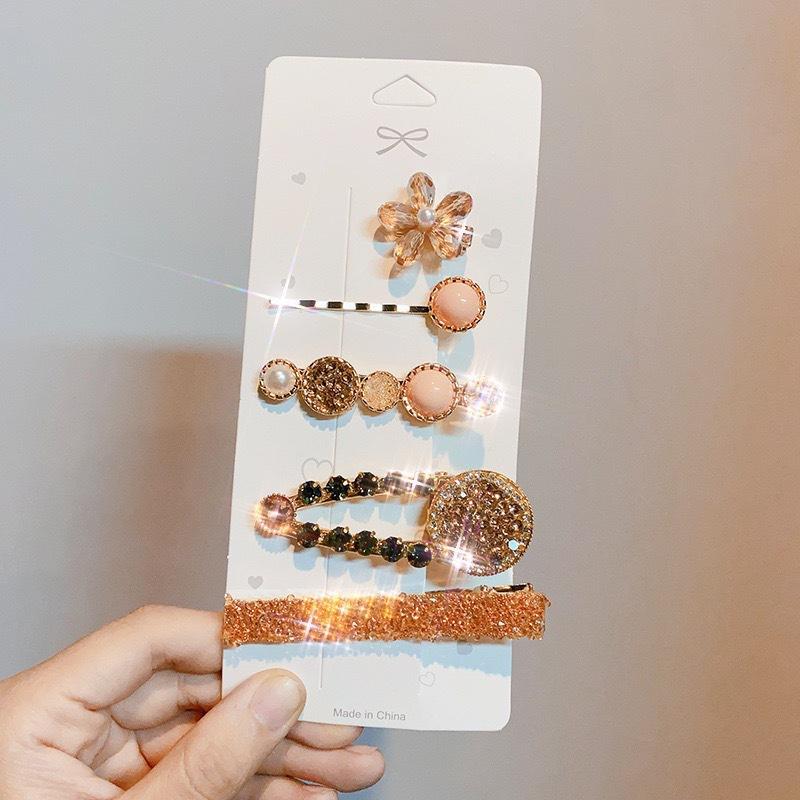 1Set Handmade Pearl Hairpins Pin for Women Fashion Rhinestone Flower Barrettes Headwear Girls Sweet Hair Clips Hair Accessories