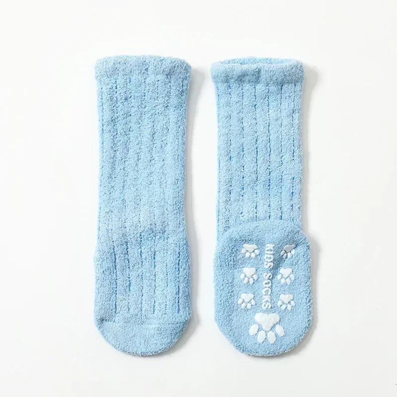 New Warm Baby Calf Sock Simplicity Solid Color Calf Sock for Toddler Boy Girl Indoor Autumn Winter Newborn Non-slip Floor Socks