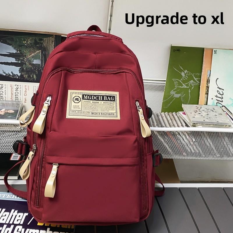 Nylon Material Anti-theft Backpack For Middle School Students Black/red/white/khaki