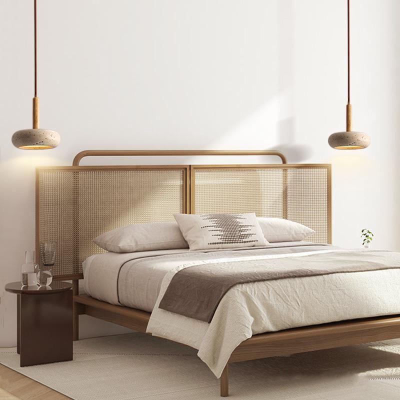 Japanese-Style Yellow Travertine Lamp Wabi-Sabi Retro Pendant Light Middle for Dining Room Bedside Decorative Chandelier
