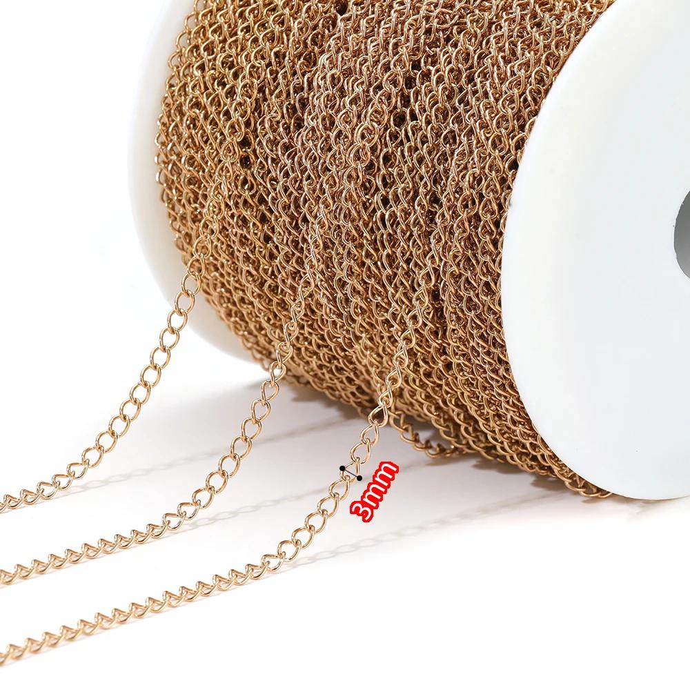 5 Meters Stainless Steel Rose Gold Necklaces Extension Tail Chain Bulk Bracelets Extender Chains for DIY Jewelry Making Supplies