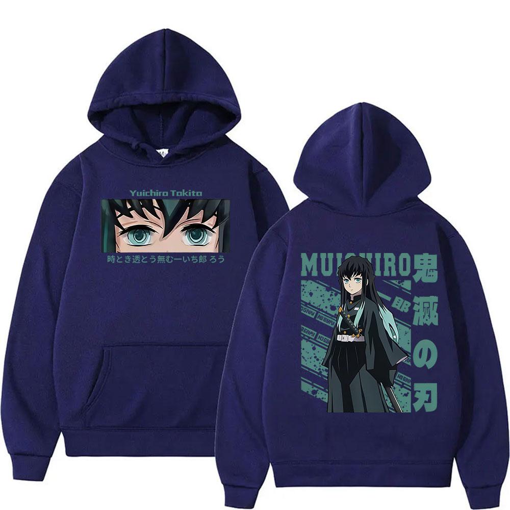 Anime Demon Slayer Grafická Mikina s Kapucí Muichiro Tokito Módní Pulovr Mikina Pánská Dámská Podzim Zima Mikiny Streetwear
