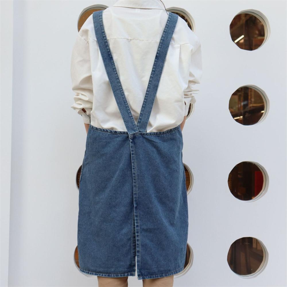 1pc Premium Denim Apron - Heavy-Duty Cotton Canvas, Stain-Resistant, Adjustable Bib Waist - Perfect for Kitchen Cooking, Baking,