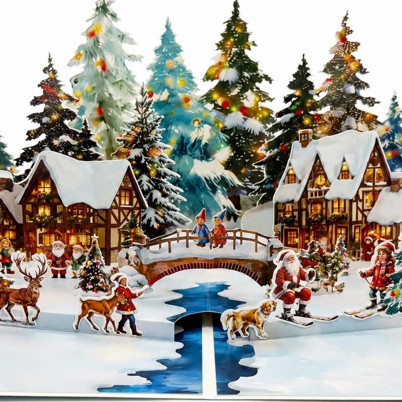 Christmas Snowman 3d Popup Card With Laser Cut Design For Holiday Gift Giving