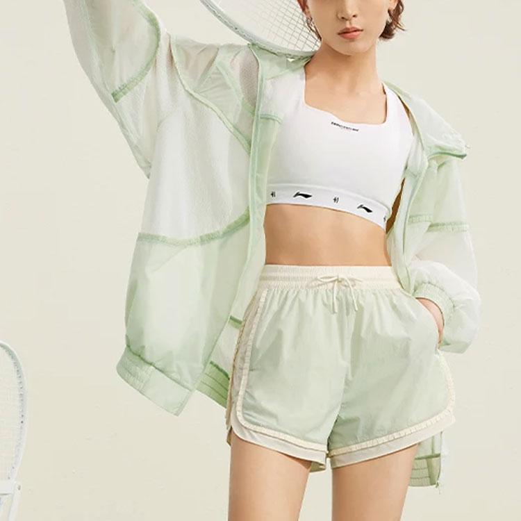 Li Ning X HZW Collaboration CF Su Series Color Block Lace Sports Shorts Women Shorts Foam-Green AKST730-1