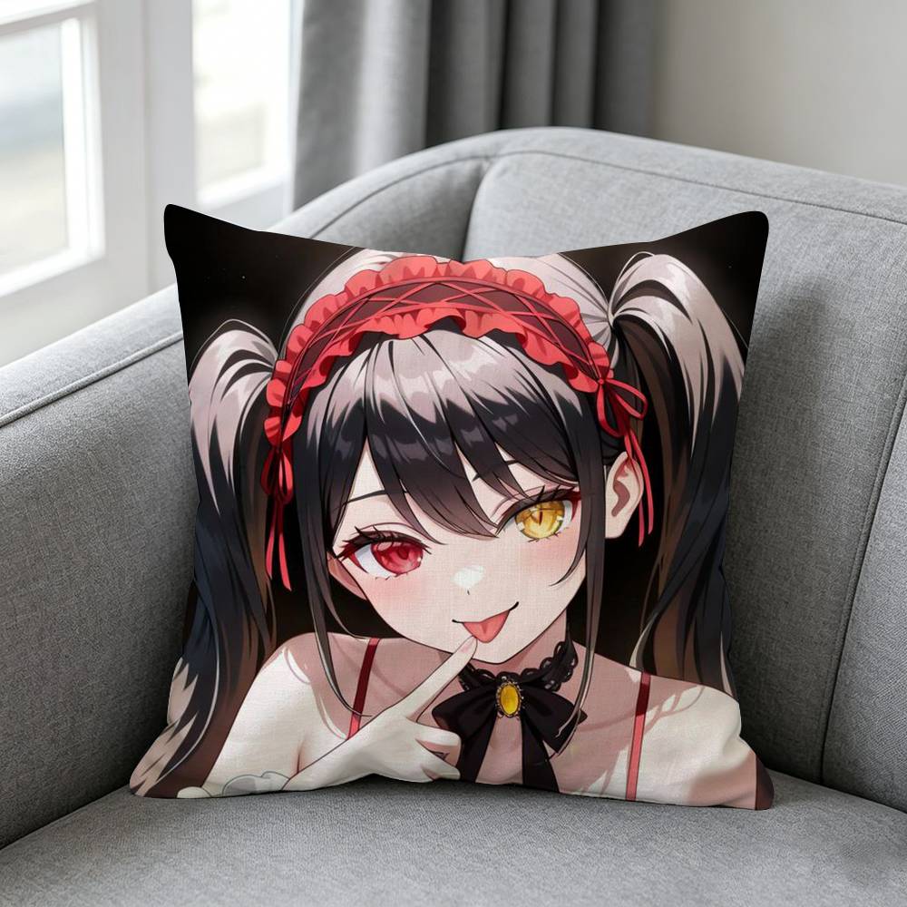 Date A Live Tokisaki Kurumii Pillow Cover Soft Microfiber Pillowcase Home Sofa Decor Surprise Decorative Printed