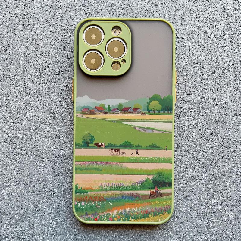 

Retro Countryside Scenery Painting Phone Case For iPhone 15 14 13 12 11 Pro Max Mini 16 Pro Max Plus XR XS X SE2 7 8 Plus Covers iphone 7 8 SE2