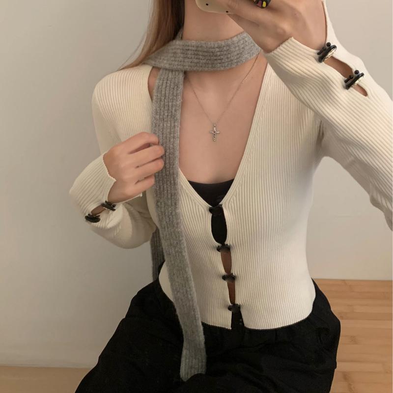 Winter  Solid Color Narrow Long Scarf Female Korean Version Knitted Woolen Scarves Women'S Imitation Cashmere Mohair Scarf