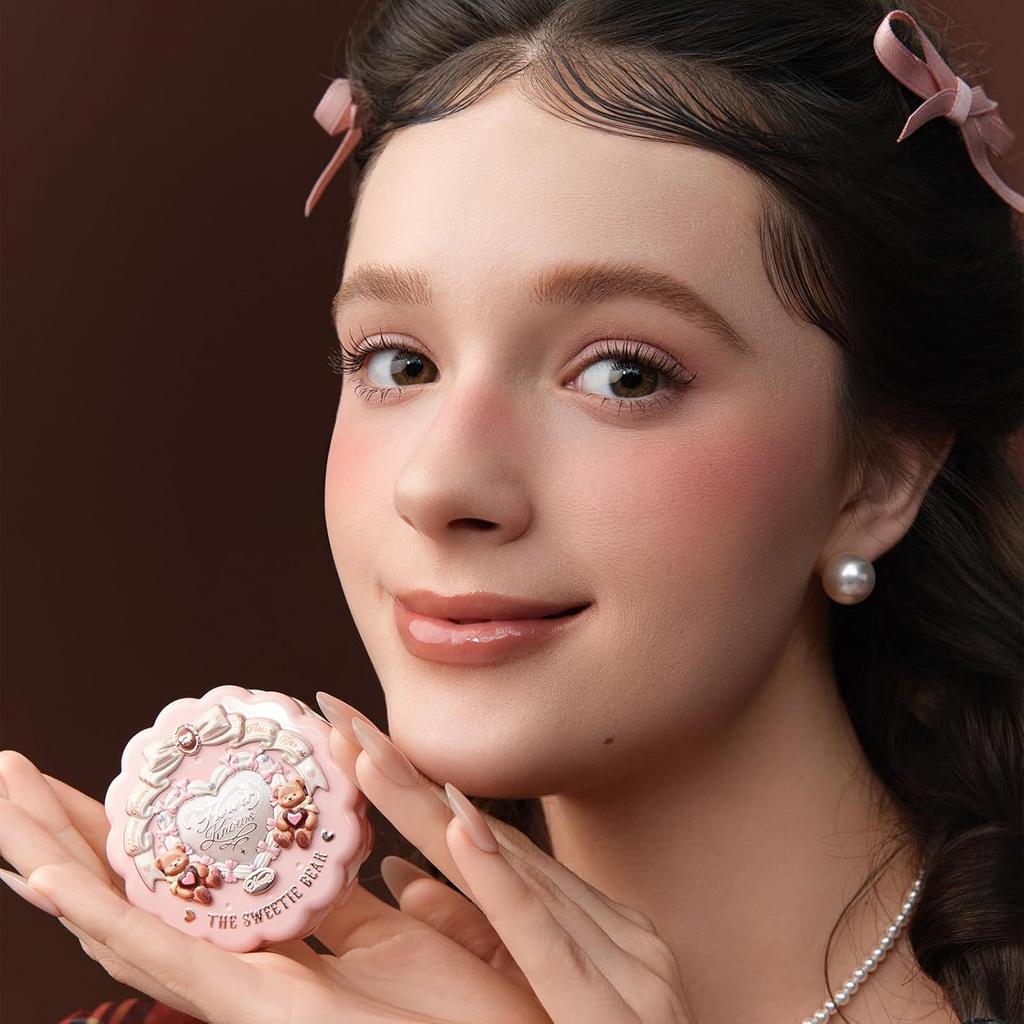 Flower Knows The Sweetie Bear Collection Silk Satin Blush,Soft Long-Lasting for Women & Girls,0.18 Oz(03 Rose Chanson)