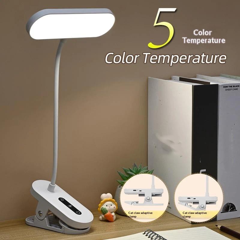 Rechargeable Clip On Led Desk Lamp Flexible Gooseneck Eye Caring Flicker Free For Study Home Office Dorm Reading Work