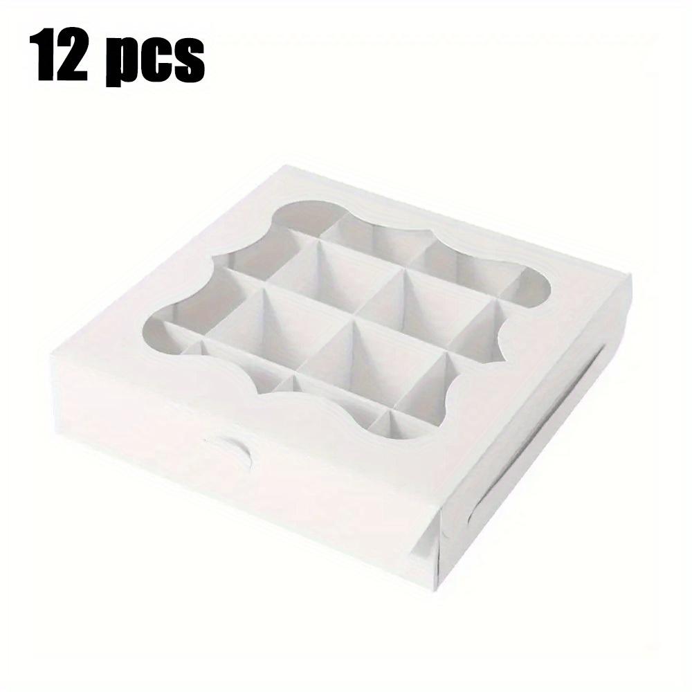 

1 набор из 12 коробок для выпечки с окном, 16 отделений для кексов, десертов, выпечки, шоколада 5,9X5,9X1,37 дюйма 12pcs