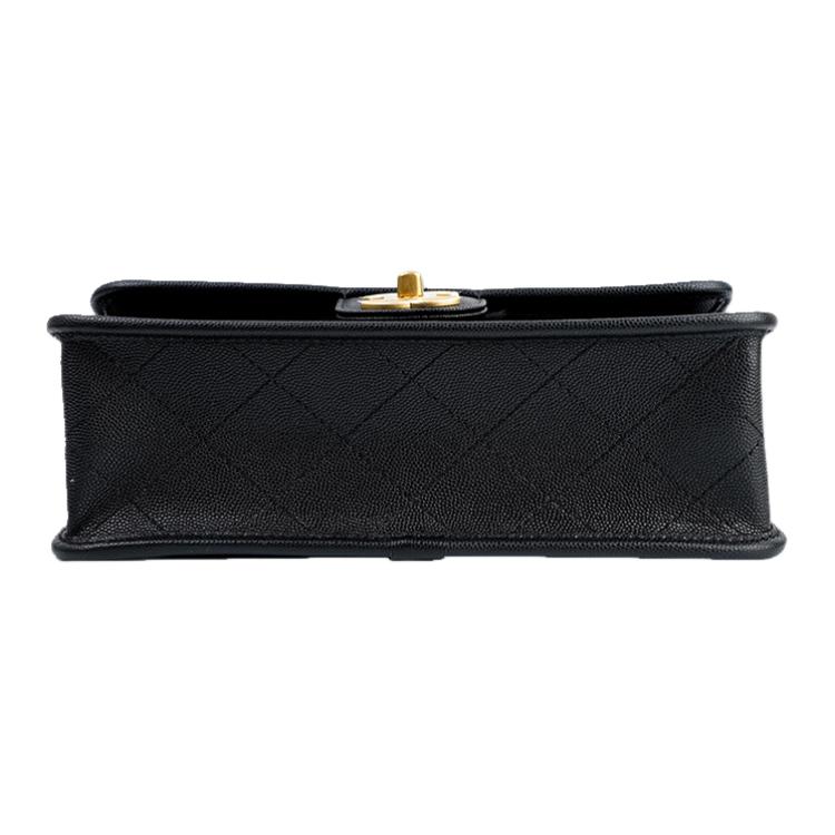 Chanel Classic Diamond Quilted Embossed Cowhide Leather Top Handle Chain Bag, Large Tofu Shoulder Crossbody Handbag For Women Black