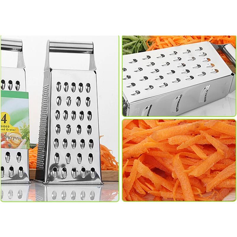 4 Sided Stainless Steel Box Grater with Fine Medium Coarse Graters and Slicer Side Suitable for Cheese and Vegetables