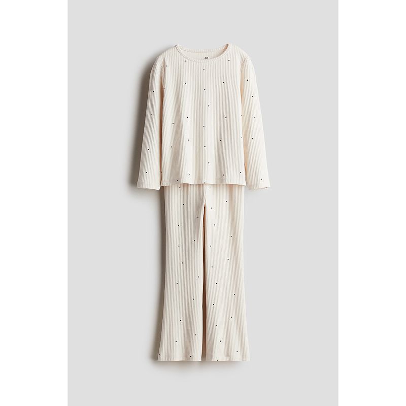 

Детская одежда HM Костюм для девочки из 2 предметов Весна и Осень Рубчатый хлопок в горошек С длинным рукавом Леггинсы 1248316 White/Dot 120/64(6-7Y)