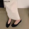 Fashion SUOJIALUN Autumn New Brand Women Flat Shoes Fashion Polka Dots Round Toe Shallow Slip On Boat Shoes Outdoor Dress Single Shoes