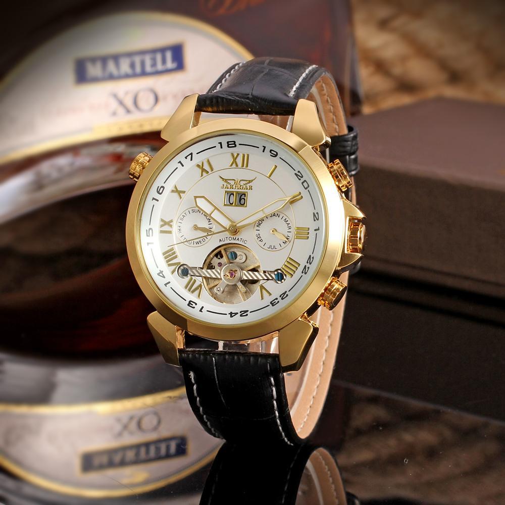 JARAGAR Modische, lässige Herrenuhr, hohle Uhr, automatische mechanische Uhr