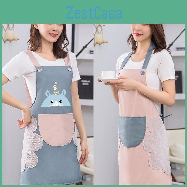 Waterproof Apron Oil Proof Polyester Hand Wipe Function Cookings Sleeveless
