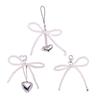 Sweet Bowknot Phone Chain Ornament Heart Beaded Cellphone Pendant Phone Lanyard Bag Charm for Fashionable Individuals
