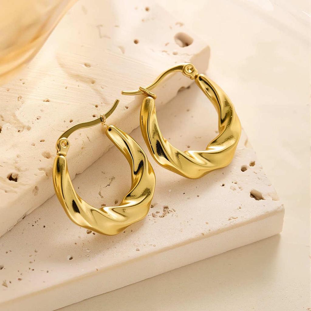 Raffinate Ear Cuff in Acciaio Titanio Oro 18k per Donna