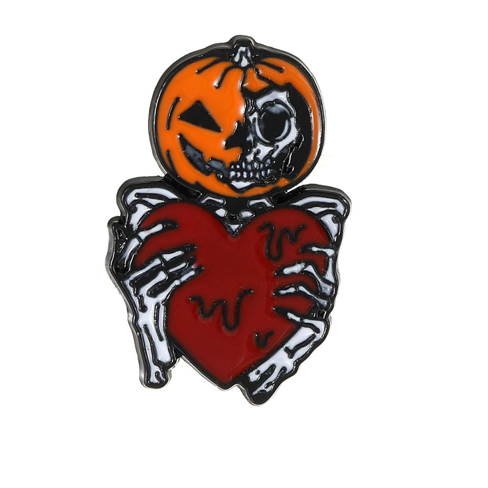 Creative Halloween Jewelry Ghost Collection Heart Brooches Haunted House Skull Pumpkin Head Shaped Pins For Festival Gift