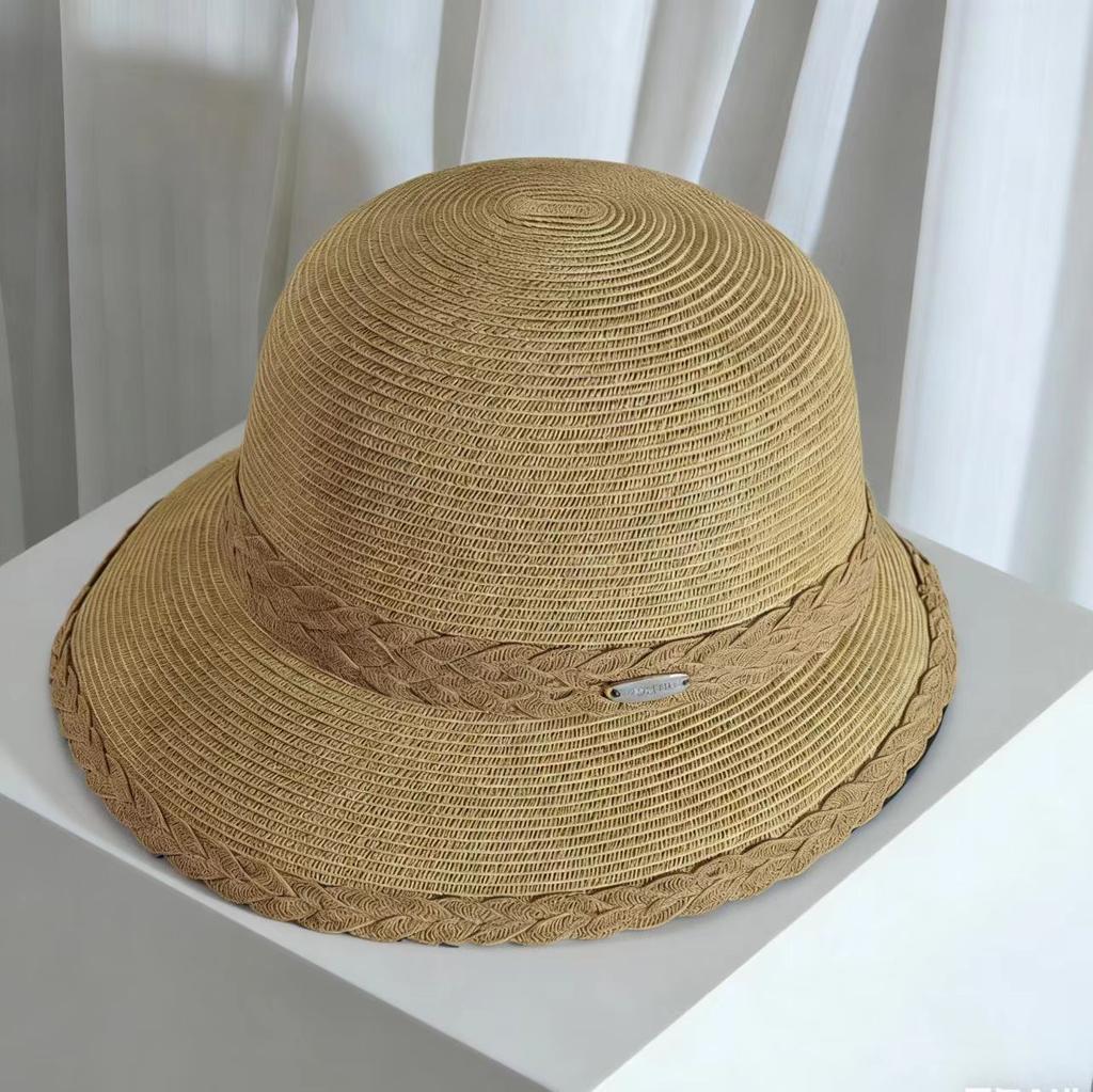 Straw Hat Women's Hand-woven Fine Grass Bucket Hat Big Eaves Sunshade Sun Protection Hat Summer Vacation Beach Hat
